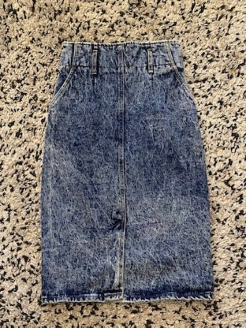 Vintage Acid Wash Denim Pencil Skirt Midi Length size 7